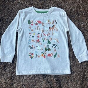 John Deere Kids Farm Alphabet Long Sleeve Tee - Off White size 4T